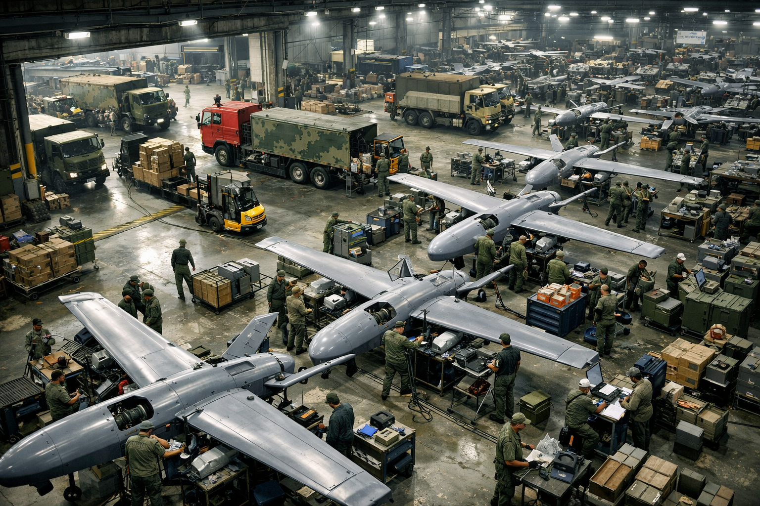 Military Drone Factory in Full Activity