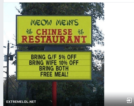 Free Chinese meal